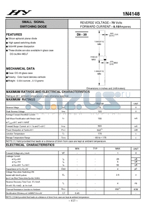 1N4148 datasheet - SMALL SIGNAL SWITCHING DIODE