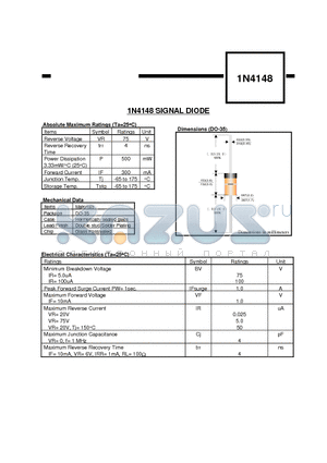 1N4148 datasheet - SIGNAL DIODE