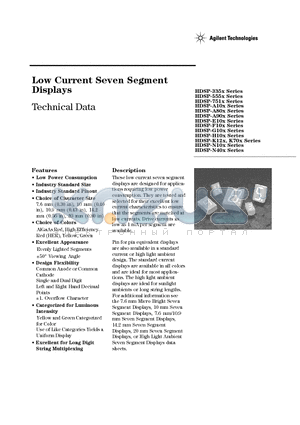 5082-3350-HE000 datasheet - Low Current Seven Segment Displays