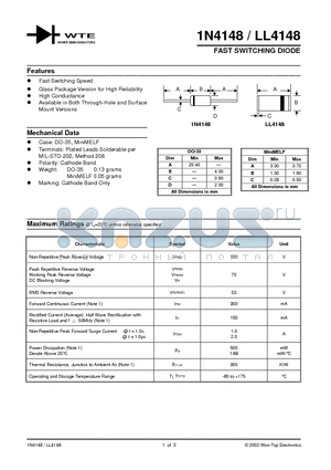 1N4148-TB datasheet - FAST SWITCHING DIODE