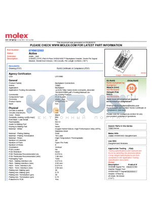 74981-2503 datasheet - 2.00mm (.079) Pitch 6-Row VHDM-HSD Backplane Header, Guide Pin Signal Module, Shield End Version, 100 Circuits, Pin Length 4.25mm (.167)