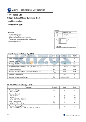 1N4148WSGH datasheet - Silicon Epitaxial Planar Switching Diode