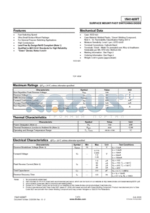 1N4148WT_09 datasheet - SURFACE MOUNT FAST SWITCHING DIODE