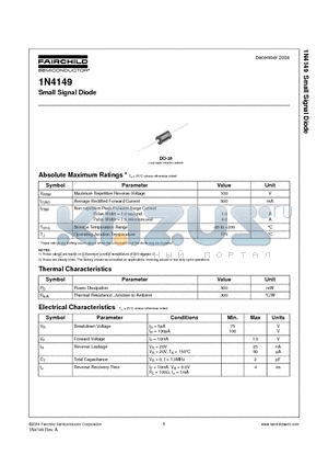 1N4149 datasheet - Small Signal Diode
