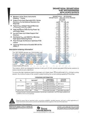 74ABT162244DGGRE4 datasheet - 16-BIT BUFFERS/DRIVERS WITH 3-STATE OUTPUTS