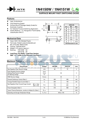 1N4150W_06 datasheet - SURFACE MOUNT FAST SWITCHING DIODE