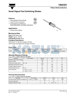 1N4151-TR datasheet - Small Signal Fast Switching Diodes