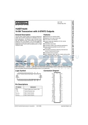 74ABT16245CSSC datasheet - 16-Bit Transceiver with 3-STATE Outputs