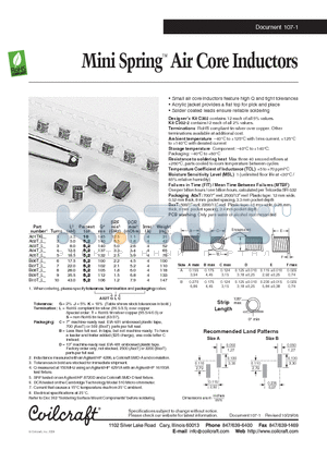 A05T-L datasheet - Mini Spring Air Core Inductors