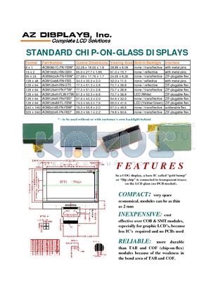 AGM2416B-FN-FBW datasheet - STANDARD CHIP-ON-GLASS DISPLAYS