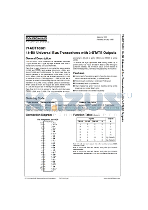 74ABT16501 datasheet - 18-Bit Universal Bus Transceivers with 3-STATE Outputs