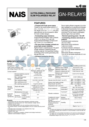 AGN200A4HZ datasheet - ULTRA-SMALL PACKAGE SLIM POLARIZED RELAY