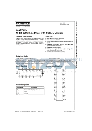 74ABT16541 datasheet - 16-Bit Buffer/Line Driver with 3-STATE Outputs