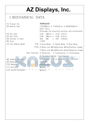 AGM3224G datasheet - LCD MODULE