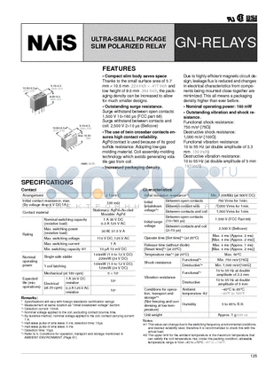 AGN20003Z datasheet - ULTRA-SMALL PACKAGE SLIM POLARIZED RELAY