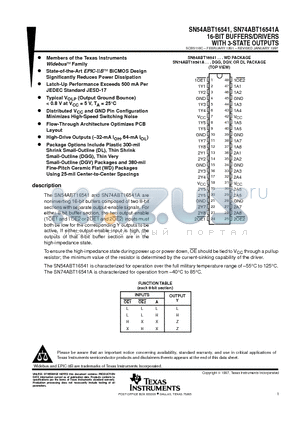 74ABT16541ADGVRE4 datasheet - 16-BIT BUFFERS/DRIVERS WITH 3-STATE OUTPUTS