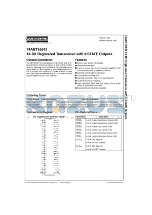 74ABT16543CMTD datasheet - 16-Bit Registered Transceiver with 3-STATE Outputs