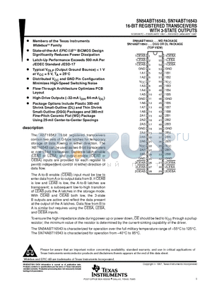 74ABT16543DGGRE4 datasheet - 16-BIT REGISTERED TRANSCEIVERS WITH 3-STATE OUTPUTS