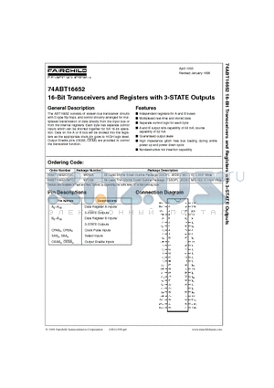 74ABT16652CMTDX datasheet - 16-Bit Transceivers and Registers with 3-STATE Outputs