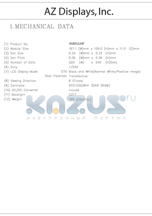 AGM3224F datasheet - MECHANICAL DATA