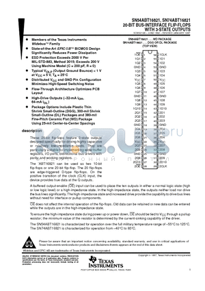 74ABT16821DGGRE4 datasheet - 20-BIT BUS-INTERFACE FLIP-FLOPS WITH 3-STATE OUTPUTS