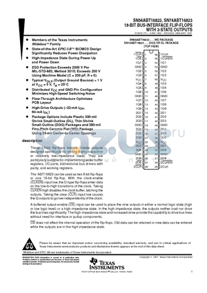 74ABT16823DGGRG4 datasheet - 18-BIT BUS-INTERFACE FLIP-FLOPS WITH 3-STATE OUTPUTS