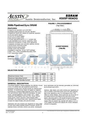AS5SP1M36DQ-200/IT datasheet - 36Mb Pipelined Sync SRAM