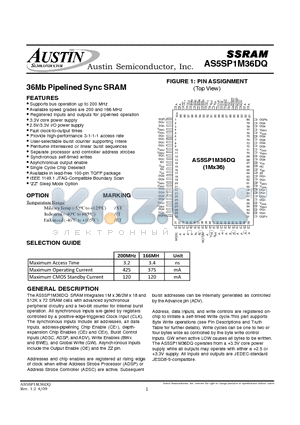 AS5SP1M36DQR-167/IT datasheet - 36Mb Pipelined Sync SRAM