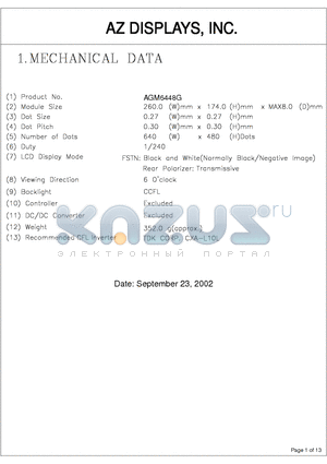 AGM6448G datasheet - LCD MODULE