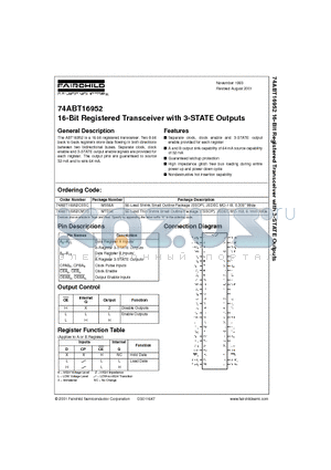 74ABT16952 datasheet - 16-Bit Registered Transceiver with 3-STATE Outputs