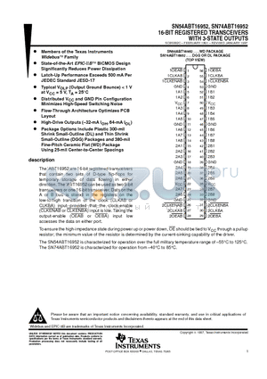 74ABT16952DGGRE4 datasheet - 16-BIT REGISTERED TRANSCEIVERS WITH 3-STATE OUTPUTS