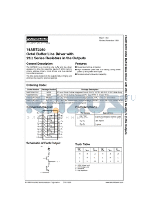 74ABT2240CMSA datasheet - Octal Buffer/Line Driver with 25 Series Resistors in the Outputs