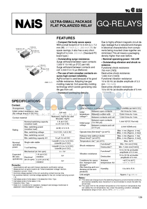 AGQ00A03Z datasheet - ULTRA-SMALL PACKAGE FLAT POLARIZED RELAY