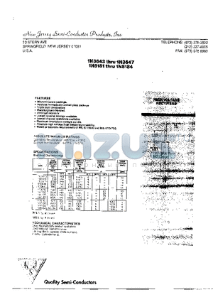 1N4254 datasheet - HIGH VOLTAGE RECTIFIERS