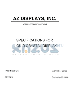 AGM3224J datasheet - SPECIFICATIONS FOR LIQUID CRYSTAL DISPLAY