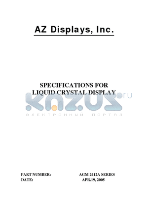 AGM2412A datasheet - SPECIFICATIONS FOR LIQUID CRYSTAL DISPLAY