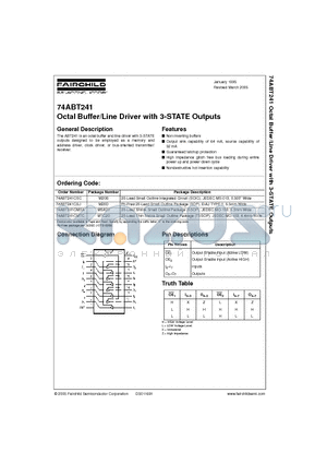 74ABT241CSC datasheet - Octal Buffer/Line Driver with 3-STATE Outputs