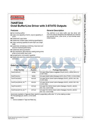 74ABT244CMSA datasheet - Octal Buffer/Line Driver with 3-STATE Outputs