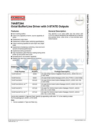 74ABT244CMTCX_NL datasheet - Octal Buffer/Line Driver with 3-STATE Outputs