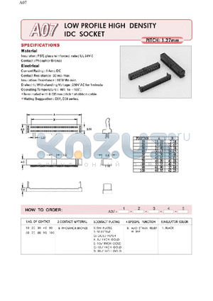 A07 datasheet - LOW PROFILE HIGH DENSITY IDC SOCKET