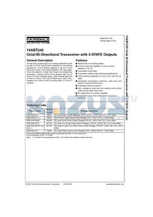 74ABT245CMSA datasheet - Octal Bi-Directional Transceiver with 3-STATE Outputs