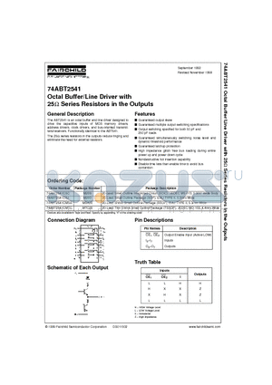 74ABT2541 datasheet - Octal Buffer/Line Driver with 25 Series Resistors in the Outputs