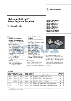 5082-5507-JJ000 datasheet - 14.2 mm (0.56 inch) Seven Segment Displays