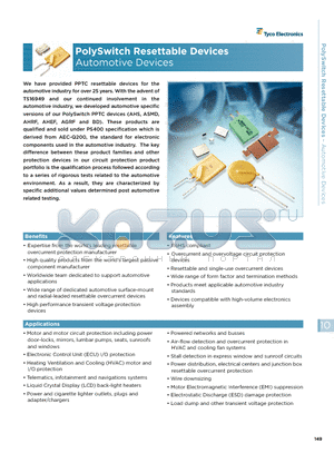 AGRF1200 datasheet - PolySwitch Resettable Devices Automotive Devices