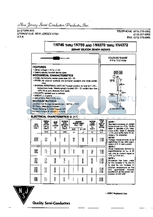 1N4372 datasheet - 500mW SILICON ZENER DIODES