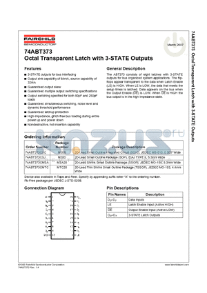74ABT373CMTC datasheet - Octal Transparent Latch with 3-STATE Outputs