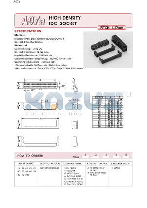 A07A10BAA1 datasheet - HIGH DENSITY IDC SOCKET