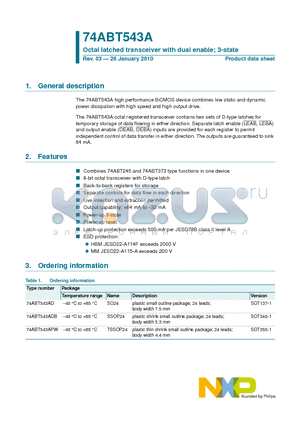 74ABT543A datasheet - Octal latched transceiver with dual enable; 3-state