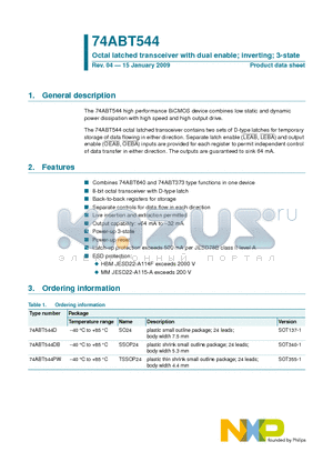 74ABT544DB datasheet - Octal latched transceiver with dual enable; inverting; 3-state