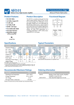 AH101-PCB datasheet - Medium Power, High Linearity Amplifier